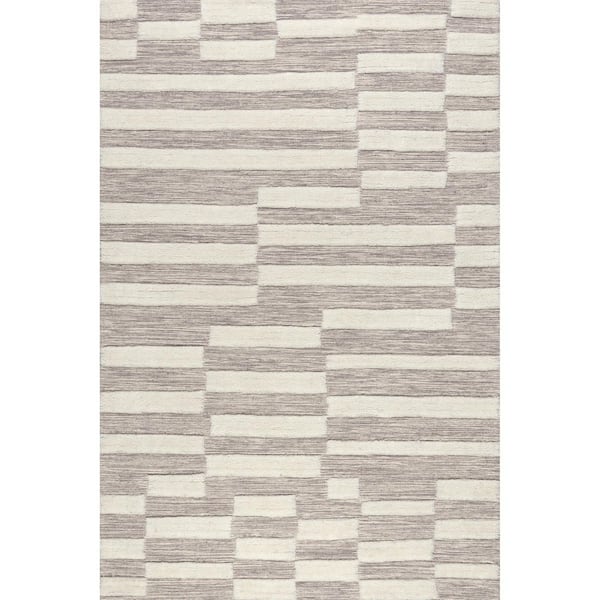 Frenshe Interiors Baja Broken Stripe Ivory 9 ft. x 12 ft. Indoor/Outdoor Patio Area Rug
