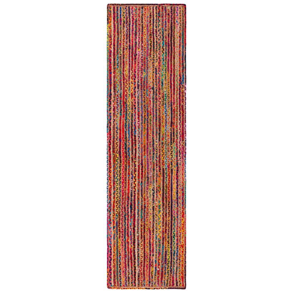 Colorful Natural Cotton Braided Runner Rug, 2'3" x 9'