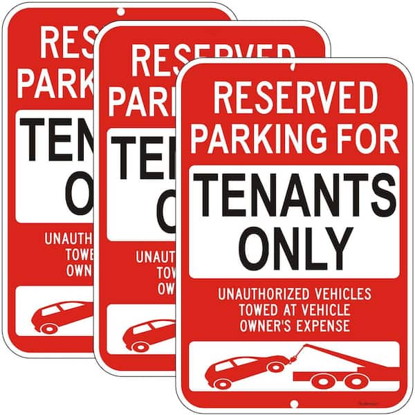 3 Pack 18 in. x 12 in. Heavy Duty Reflective Aluminum Reserved Parking for Tenants Only Sign Weatherproof