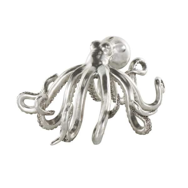 Litton Lane Silver Resin Laying Octopus Sculpture
