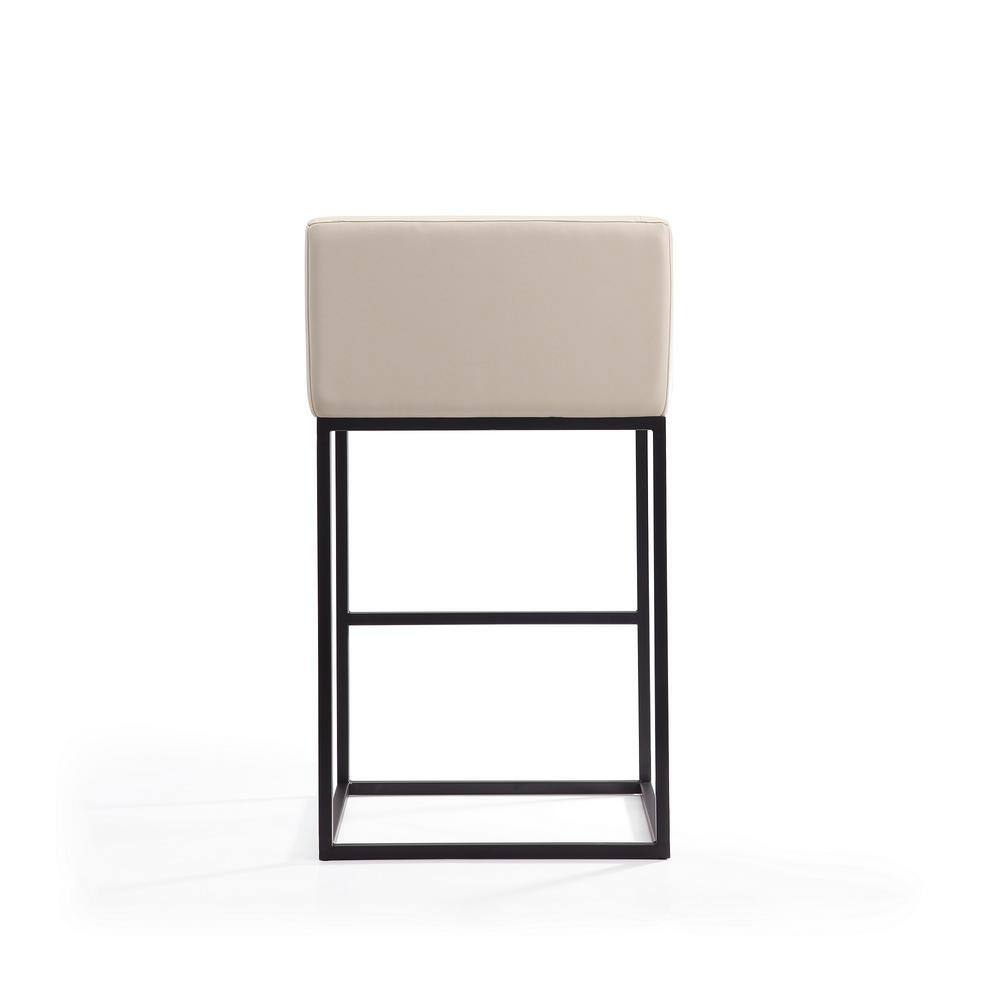 Embassy Cream Faux Leather and Black Metal Barstool Set of 3