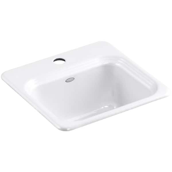 KOHLER Northland Drop-In Cast-Iron 15 in. 1-Hole Single Bowl Entertainment Sink in White