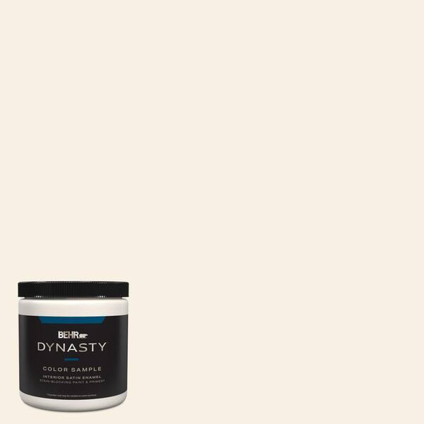 BEHR DYNASTY 8 oz. #PWN-14 Chenille White Satin Enamel Stain-Blocking ...