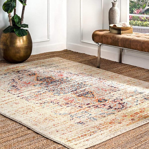 Distressed Persian Sarita Sand 9 ft. x 12 ft. Area Rug