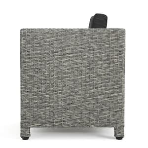 Puerta Dark Grey 6-Piece Wicker Outdoor Sectional Set with Black Cushions