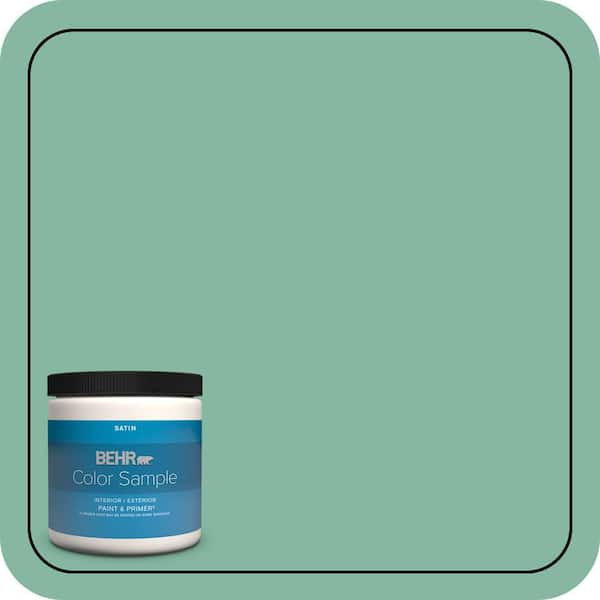 BEHR PREMIUM PLUS 8 oz. #480D-4 Indian Ocean Satin Enamel Interior/Exterior Paint & Primer Color Sample