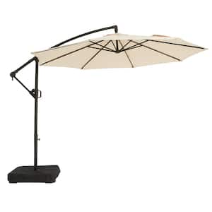 10 ft. Aluminum Patio Offset Umbrella Outdoor Cantilever Umbrella, Infinite Tilt and Fade Resistant Canopy in Beige