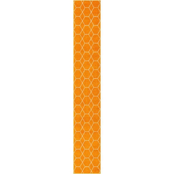 StyleWell Trellis Frieze Orange/Ivory 2 ft. x 13 ft. Geometric Runner Rug