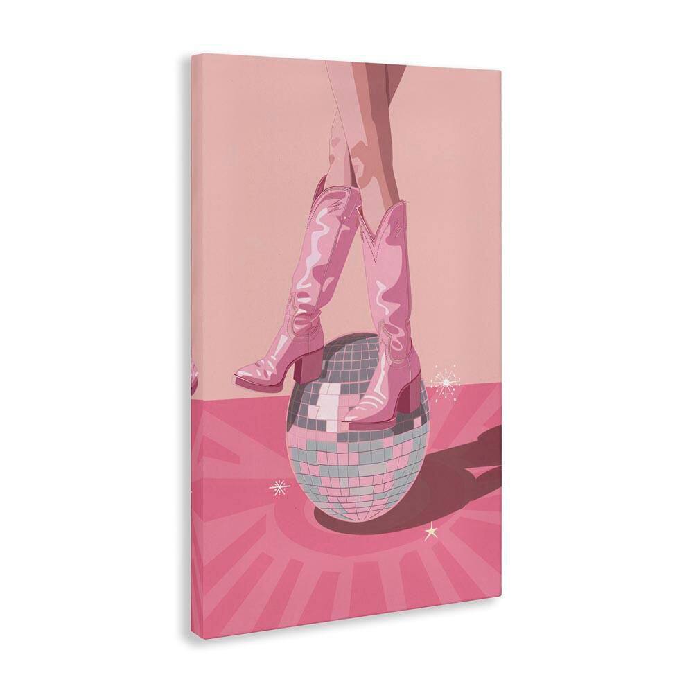 Pink Disco Cowgirl Balancing by LSR Design Studio Unframed People Graphic Art Print 24 in. x 16 in. price history on PriceWatchPro