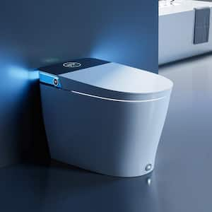 Elegant Luxury Elongated Smart Bidet Toilet in White w/Surprise Ambient Light, Build-in Tank, Auto Open/Close, UV Light