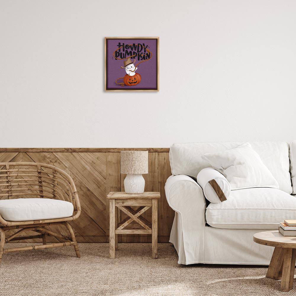 Howdy Pumpkin Western Ghost by Sarah Hickman Brown Floater Frame Typography Graphic Art Print 18 in. x 18 in. price history on PriceWatchPro