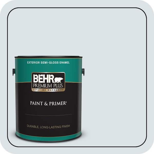 BEHR PREMIUM PLUS 1 gal. #ICC-36 Serene Semi-Gloss Enamel Exterior Paint & Primer