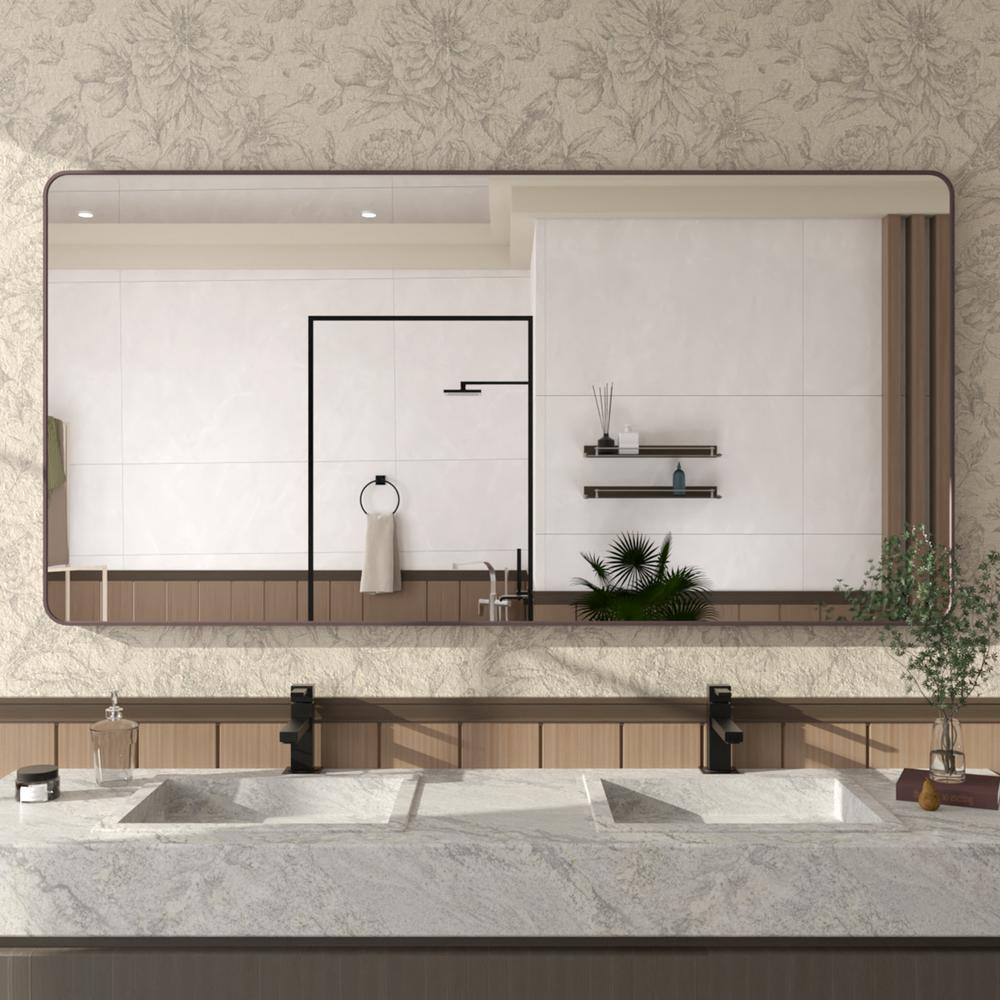 Cosy 72 in. W x 36 in. H Rectangular Framed Wall Bathroom Vanity Mirror in Oil Rubbed Bronze product image for price tracking