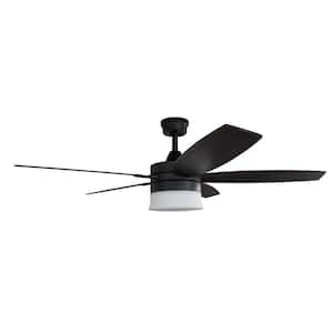 Ghost 52 in. Matte Black LED Ceiling Fan with Integrated Opal Light Kit and Remote Control