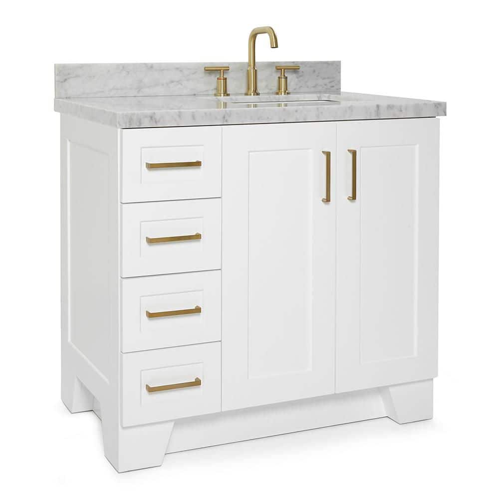 Taylor White Single Bathroom Vanity with Carrara Marble Top