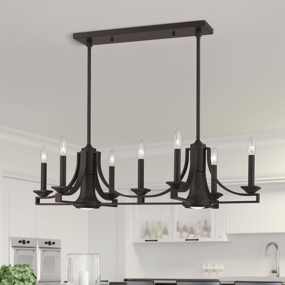 Modern Transitional Bronze Steel 9-Light Indoor Chandelier