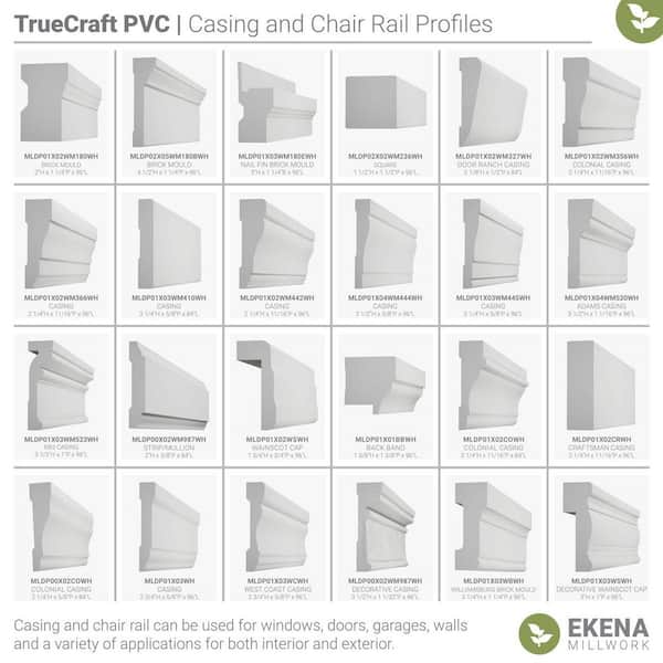 Royal Mouldings - 6761 1/2 in. x 2 3/4 in. x 96 in. Finished PVC Composite White Casing (1-Piece − 8 Total Linear Feet)