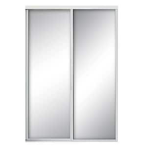72 in. x 96 in. Concord White Aluminum Frame Mirrored Interior Sliding Closet Door