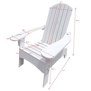 Hot Selling Outdoor White Folding Adirondack Chair(1 Pack), Outside Garden Chair, Wood Adirondack Chair for Garden