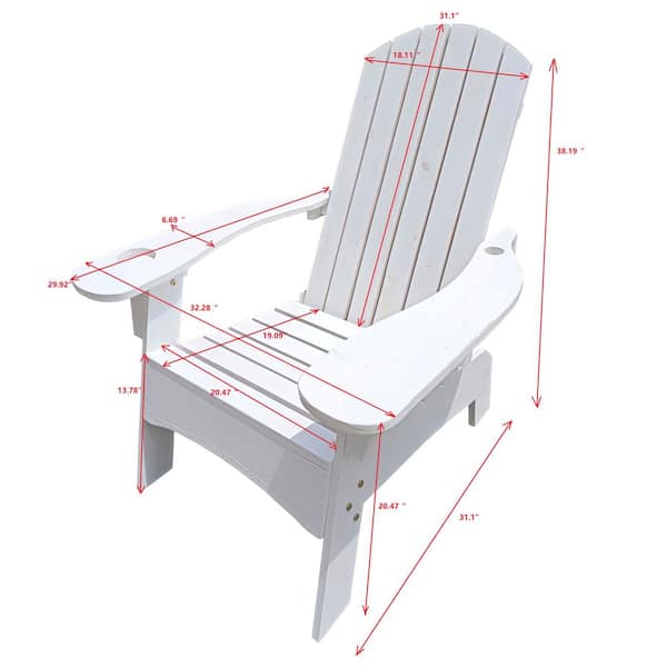 Unbranded Hot Selling Outdoor White Folding Adirondack Chair(1 Pack), Outside Garden Chair, Wood Adirondack Chair for Garden