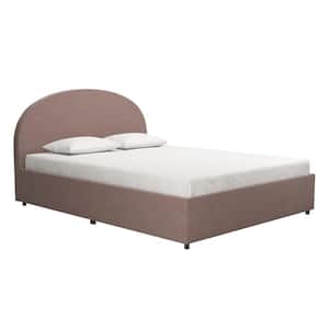 Moon Blush Velvet Upholstered Queen Size Bed with Storage