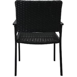 Black 5-Piece PE Wicker Rattan Outdoor Dining Table Set with Umbrella Hole and 4 Dining Chairs for Garden, Deck