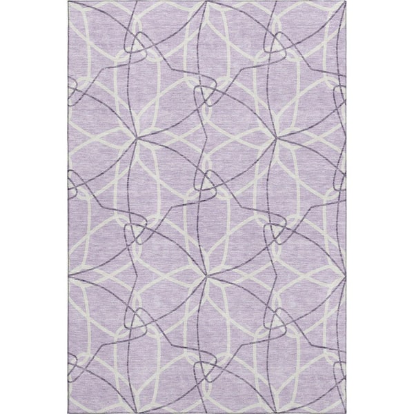 Addison Rugs Mayfield Premium Machine Washable Abstract AMF950 Lavender 3 ft. x 4 ft. Area Rug