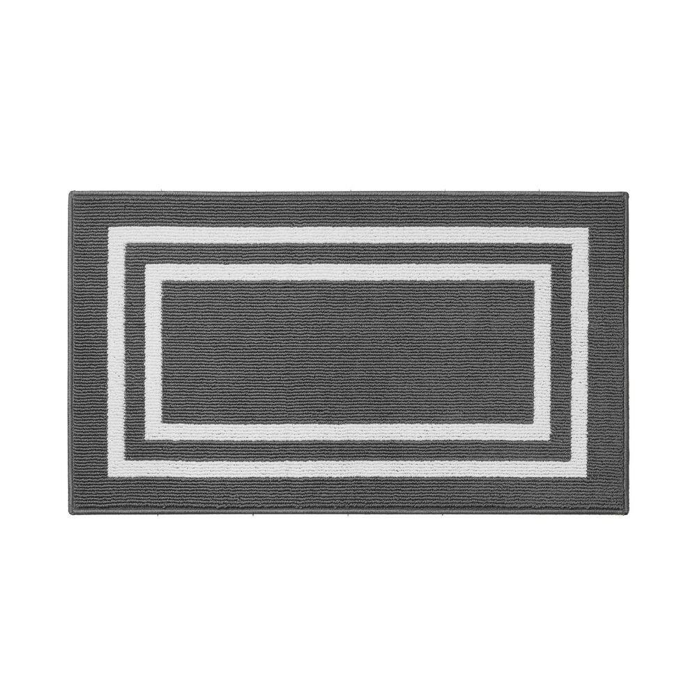 Machine Washable Non-Skid Dark Gray/White  2.2 ft. x 4 ft. All Loop Tufted Area Rug price history on PriceWatchPro