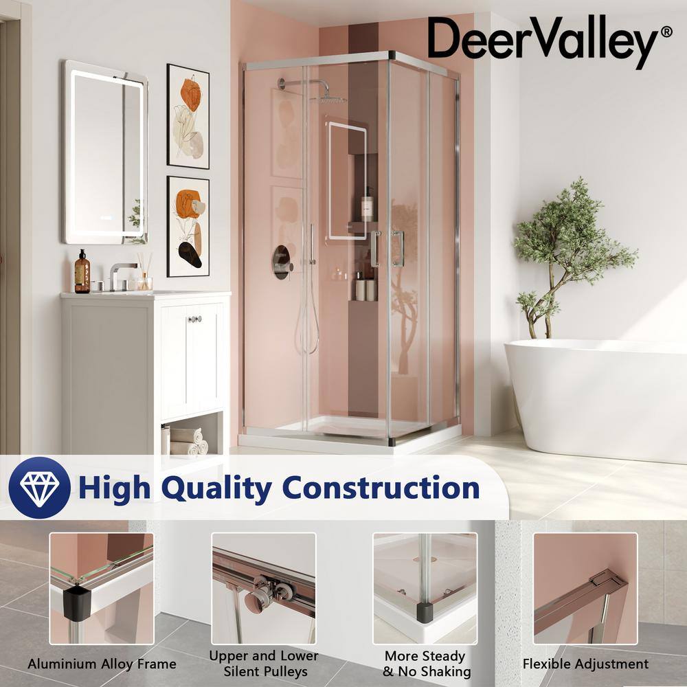 36"W x 36"D x 72"H Framed Square Tempered Glass Shower Enclosure