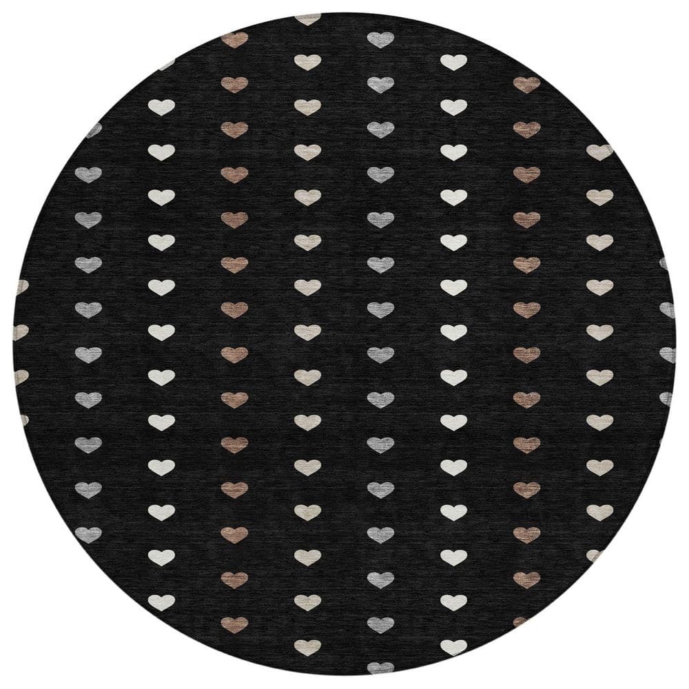 Chantille Machine Washable Indoor/Outdoor Abstract ACN2510 Black 8 ft. x 8 ft. Round Rug price history on PriceWatchPro