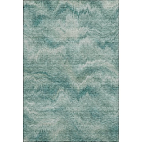 Mayfield Premium Machine Washable Abstract AMF2095 Teal 5 ft. x 7 ft. 6 in. Area Rug
