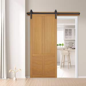 30 in. x 84 in. The Robinhood Sands Wood Sliding Barn Door with Hardware Kit in Black