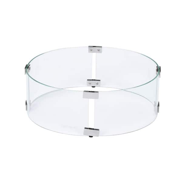 Celestial Fire Glass 17 in. Round Tempered Glass Fire Pit Wind Guard for 13 in. Round Drop-In Fire Pit Burner Pan