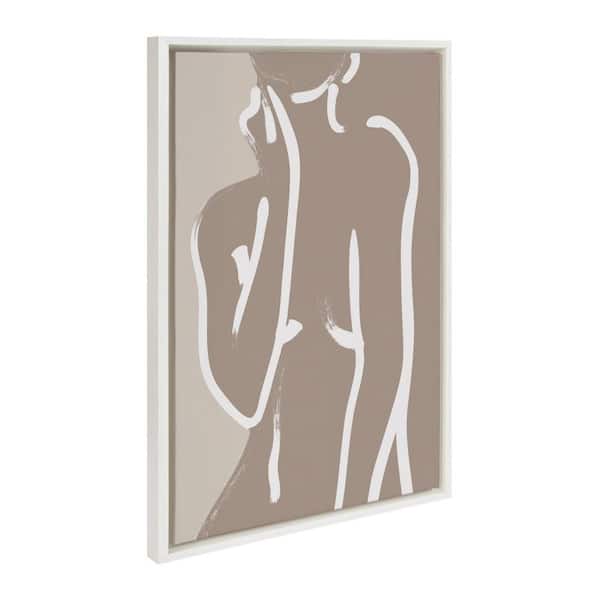 Kate and Laurel Sylvie Simple Romantic Line Art Drawing Neutral by the Creative Bunch Studio Framed Art Print 23 in. x 33 in.