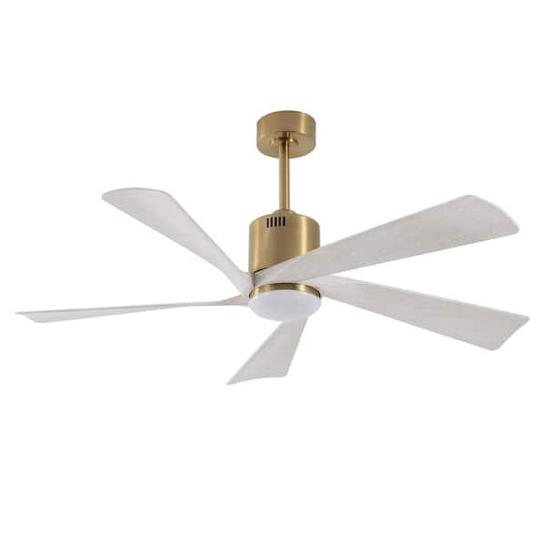 52 in. 5-Blade Indoor Gold Ceiling Fan with LED Light and Remote Control