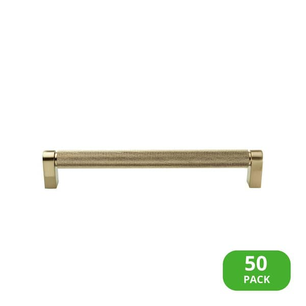 Sumner Street Home Hardware Kent Knurled 7 in. (178 mm) Center-to-Center Satin Brass Bar Pull (50-Pack)