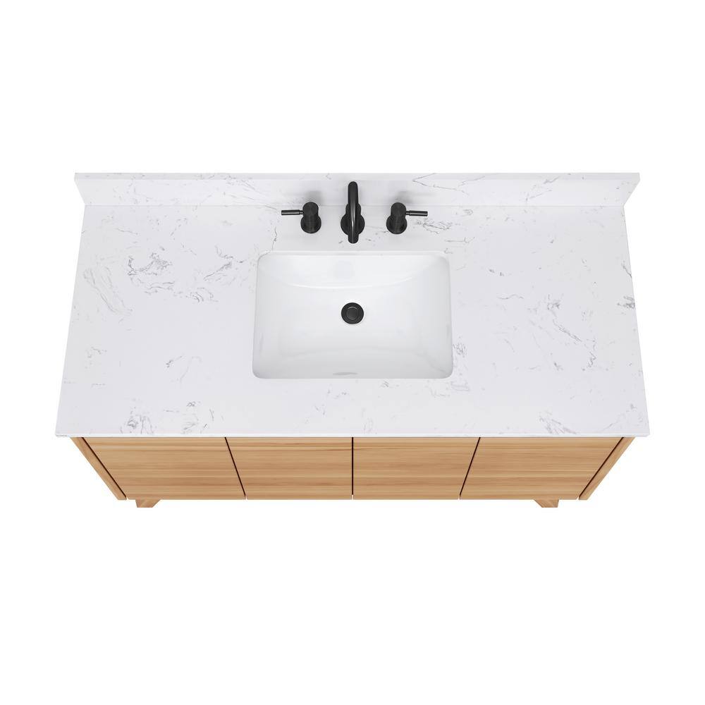 Coventry 49" Natural Teak Bath Vanity with White Stone Top