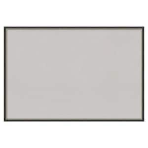 Theo Black Silver Narrow Wood Framed Grey Corkboard 37 in. x 25 in. Bulletin Board Memo Board