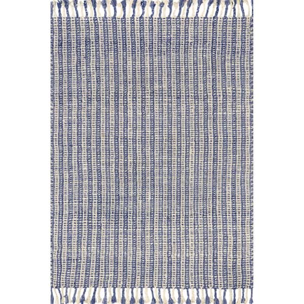 nuLOOM Capri Farmhouse Striped Light Blue 8 ft. x 10 ft. Farmhouse Area Rug