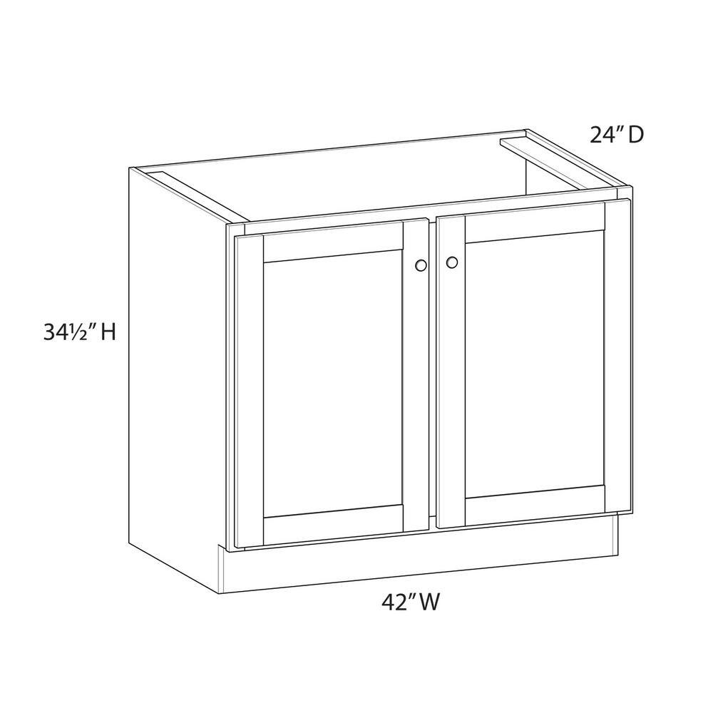 Norfolk Shaker 42 in. W x 34.5 in. H x 24 in. D in Painted White Plywood Assembled Full Height Door Base Cabinet price history on PriceWatchPro