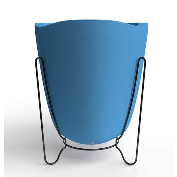 FLORIDIS Tryas Large Blue Resin and Metal Pot Planter (2-Piece)