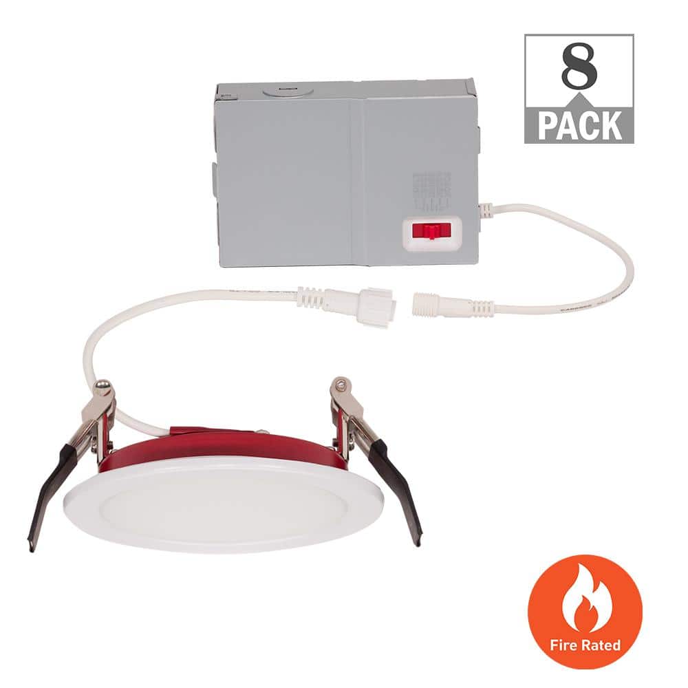 4 in. Fire Rated Canless Integrated LED Recessed Light Trim Downlight 800-Lumens Adjustable CCT Dimmable (8-Pack) price history on PriceWatchPro