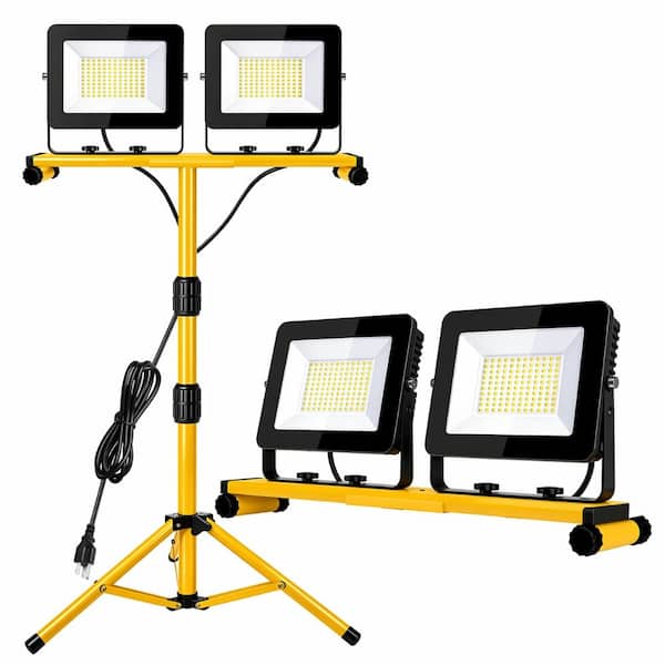 21000 Lumen 2-Head LED Work Light Foldable Tripod 6500K IP66 Waterproof Extended Cord Job Site Workshop