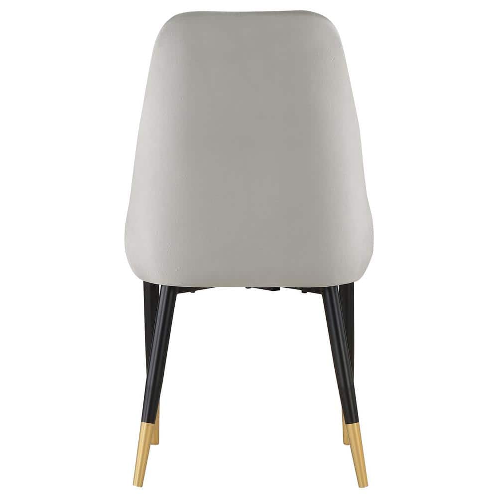 Gray Velvet Upholstered Side Chair with Metal Legs