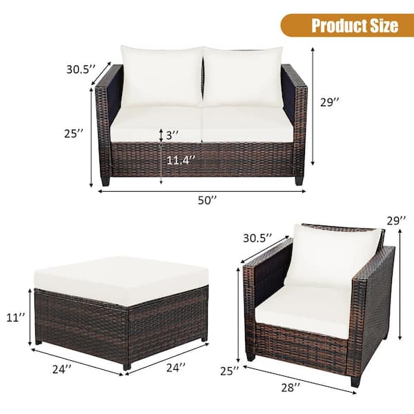Costway 5 Piece Plastic Wicker Outdoor Sectional Set With White Cushions Hw67697wh The Home Depot Costway 5 Piece Plastic Wicker Outdoor, White Plastic Wicker Outdoor Furniture