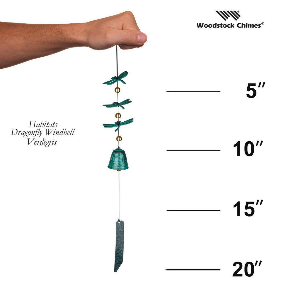 Verdigris Cast Metal Dragonfly Wind Chime with Bead Accents