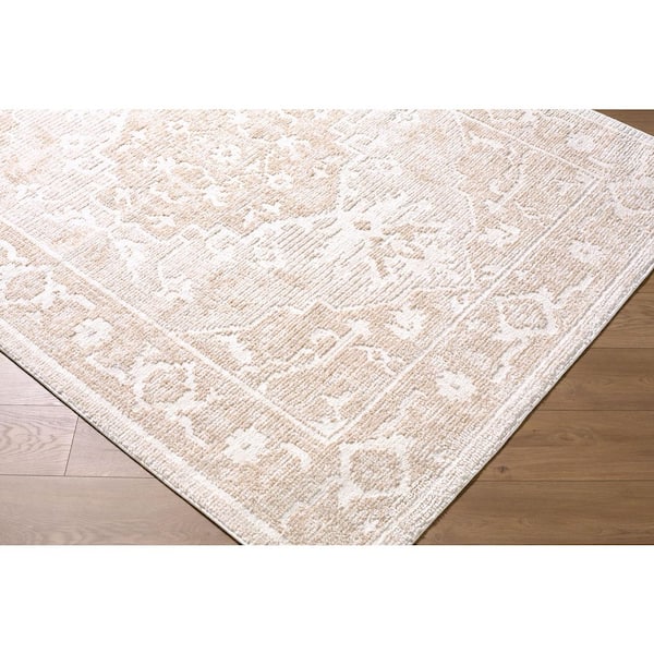 ELLE Decor Odeon 6 ft. x 9 ft. Cream/Ivory Medallion Machine Washable Area Rug