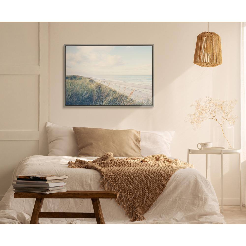 Gray Coastal Landscape Canvas Print with Polystyrene Frame
