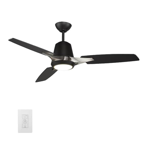 CARRO Exton 52 in. Integrated LED Indoor Black Smart Ceiling Fan with Light Kit and Wall Control, Works with Alexa/Google Home