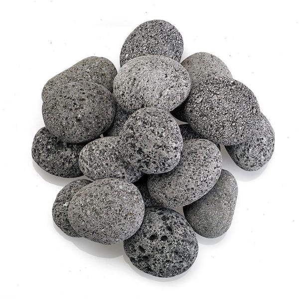 American Fire Glass Medium Lava Stone (Tumbled) Gray / Black 1 in. - 2 in. 20 lbs. Bag